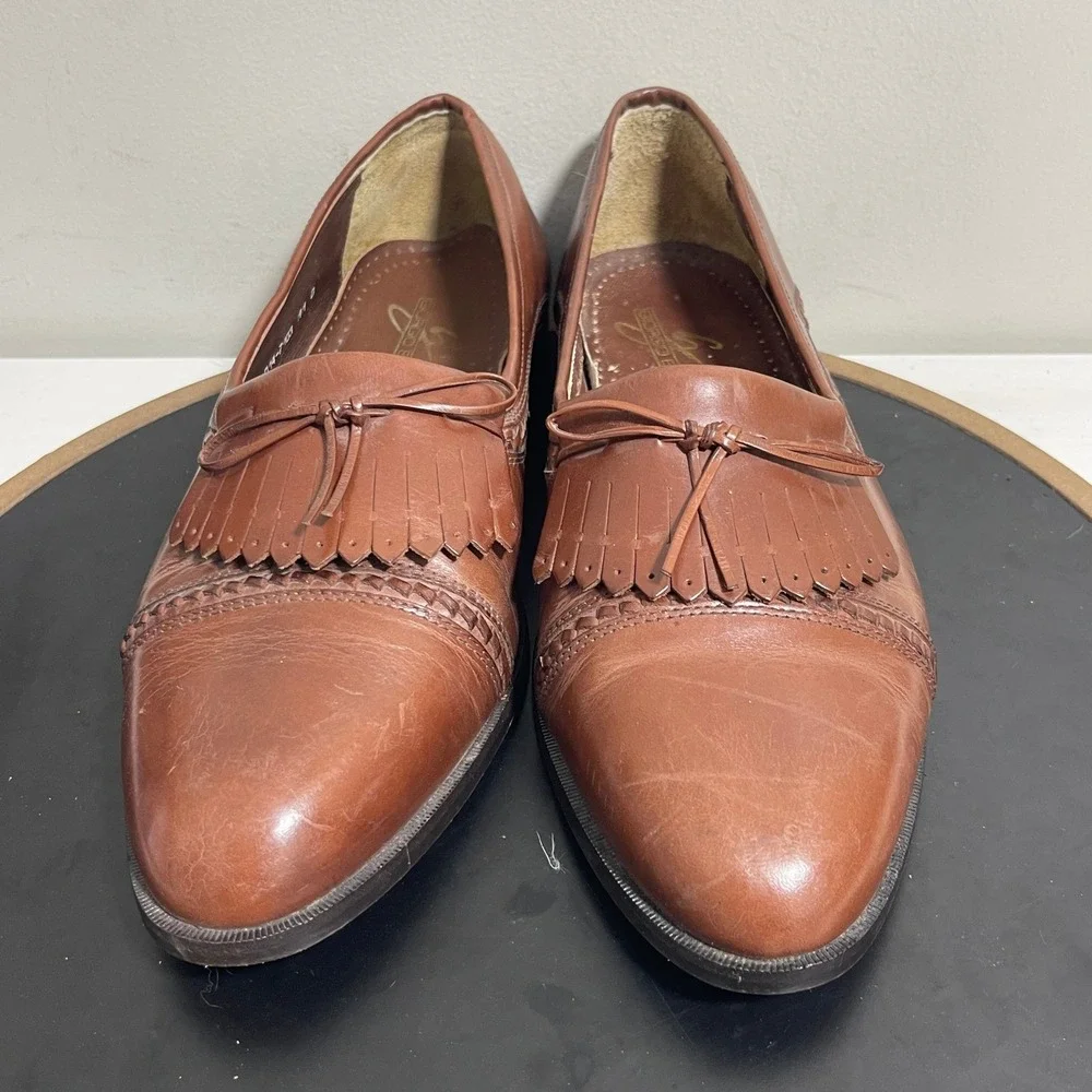 Giorgio Brutini Loafers Men 11 Brown Leather Kiltie Tassel‎ Slip-On Dress Shoes